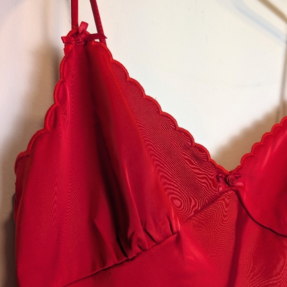 Lush Sexy Red Satin Midi Slip Dress Size Medium - Picture 5 of 9